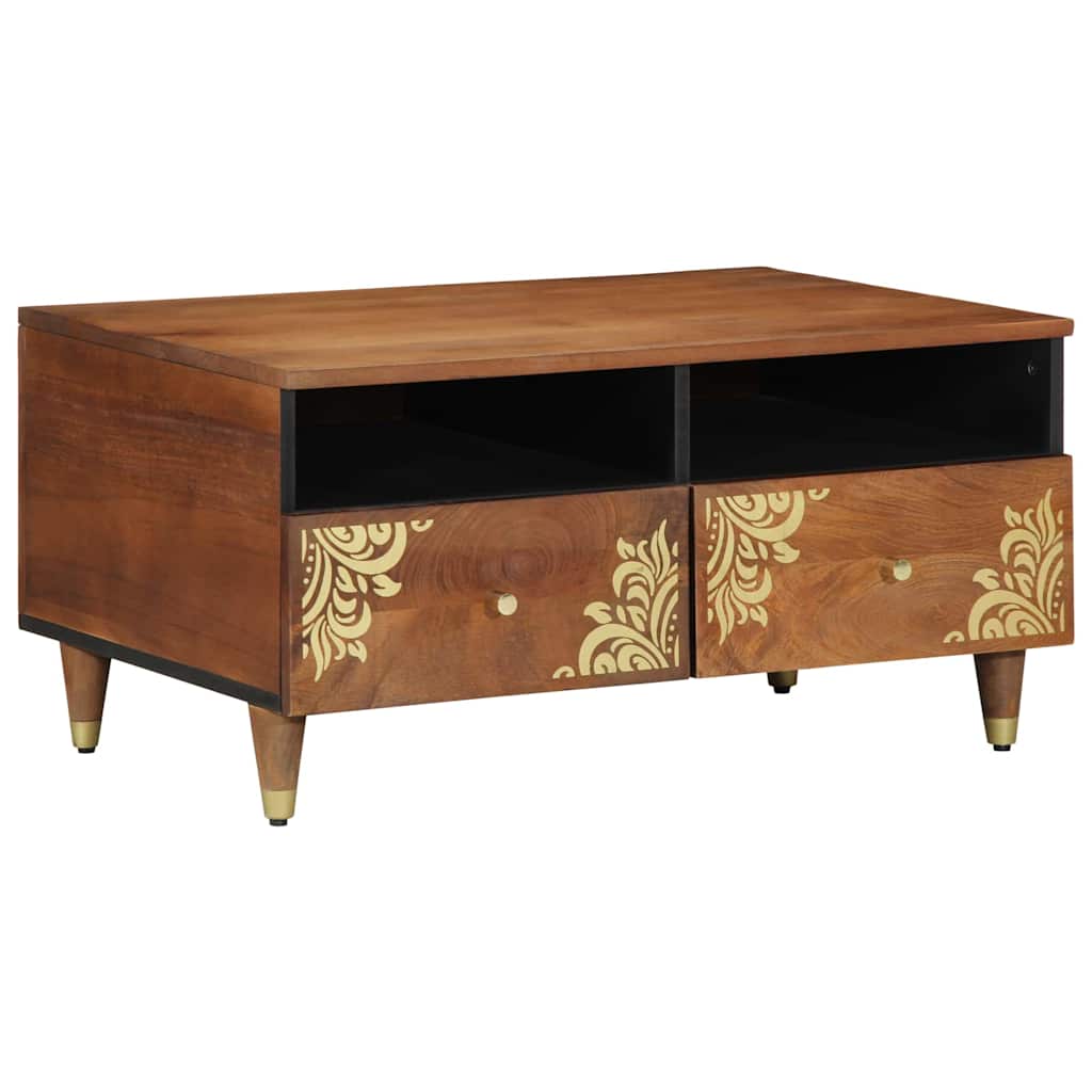Table basse marron miel 80 x 54 x 40 cm bois de manguier massif - XIOS