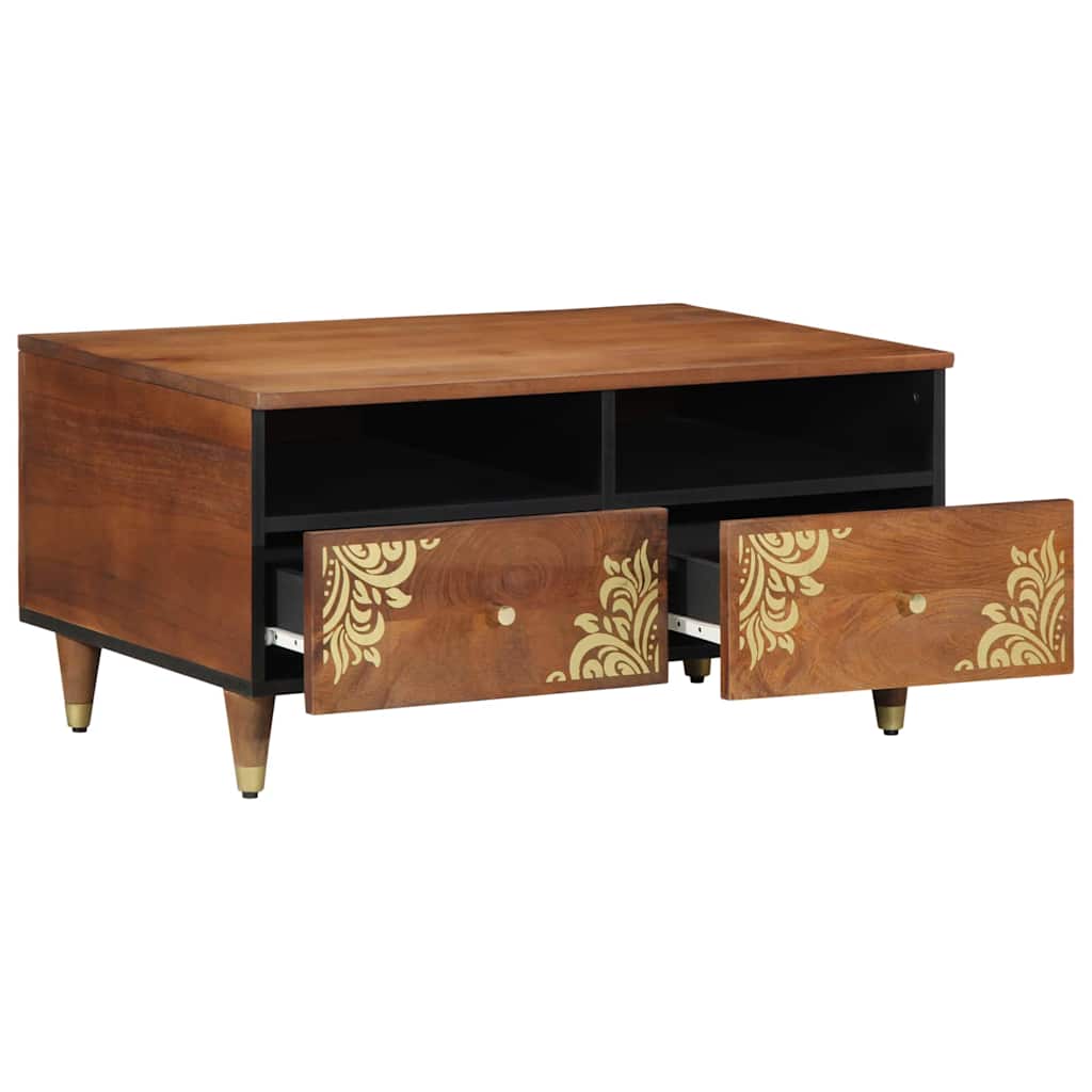Table basse marron miel 80 x 54 x 40 cm bois de manguier massif - XIOS
