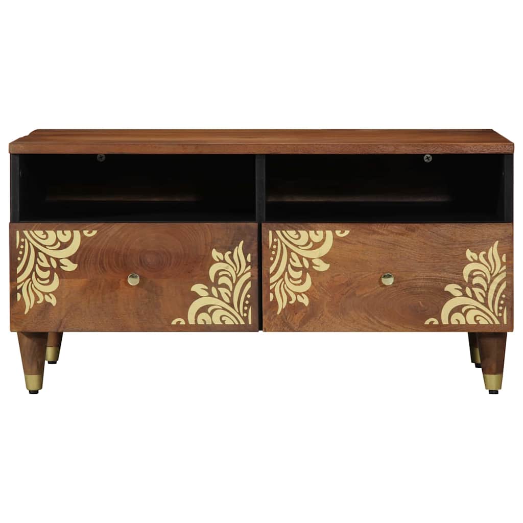 Table basse marron miel 80 x 54 x 40 cm bois de manguier massif - XIOS