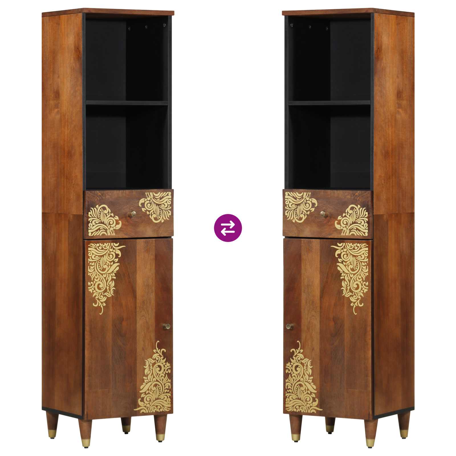 Armoire de salle de bain marron miel 38 x 33 x 160 cm