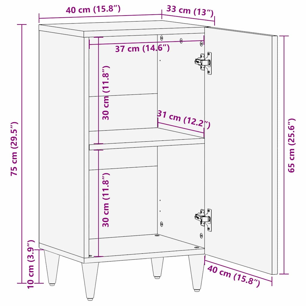 Buffet Marron 40 x 33.5 x 75 cm Bois de manguier massif XIOS