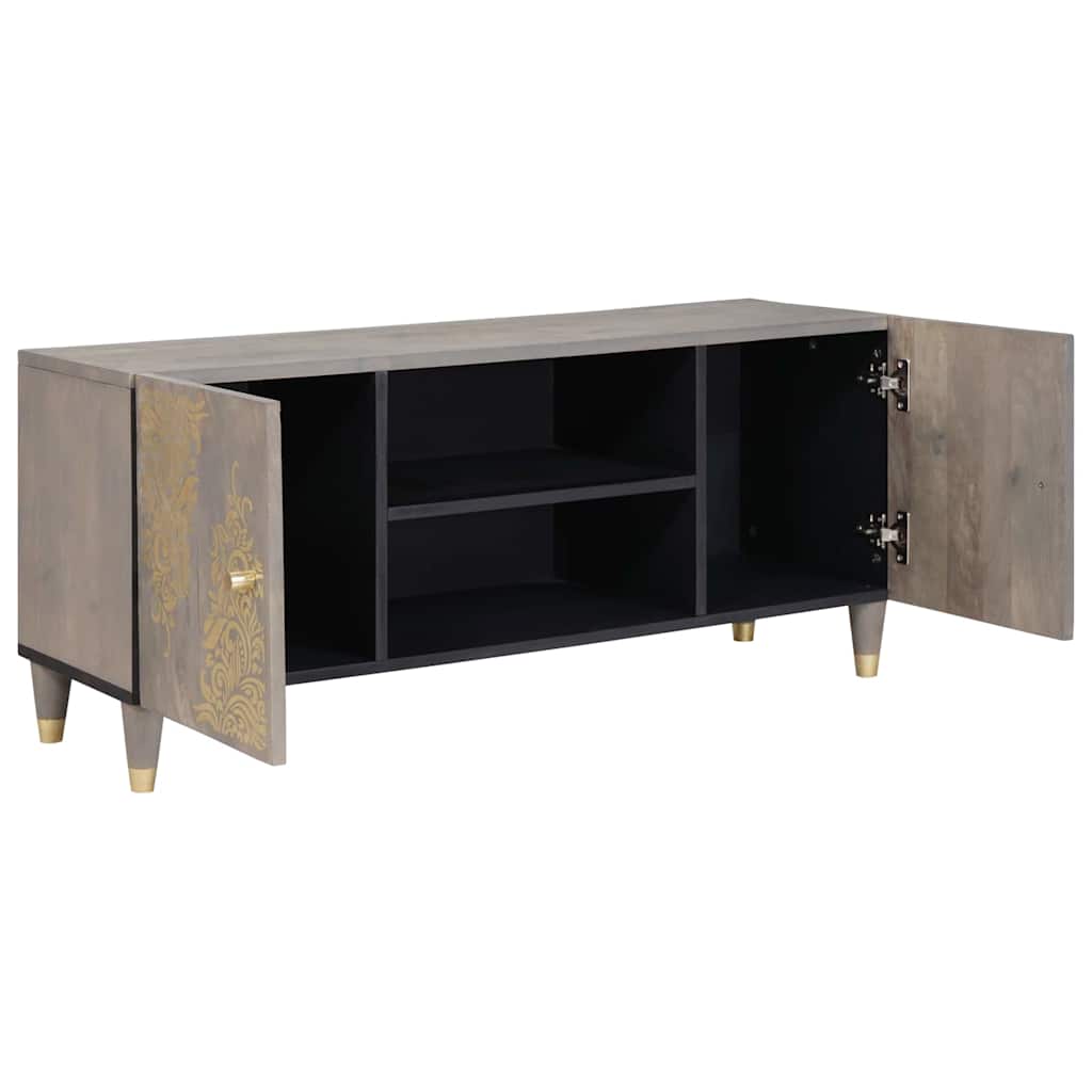 Meuble TV Gris et or 105 x 33.5 x 46 cm Bois de manguier massif XIOS
