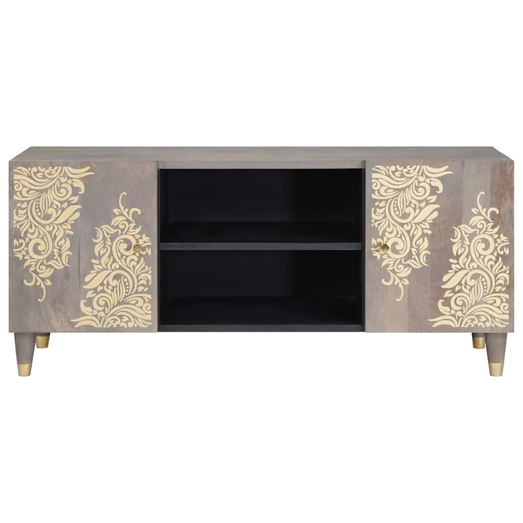 Meuble TV Gris et or 105 x 33.5 x 46 cm Bois de manguier massif XIOS
