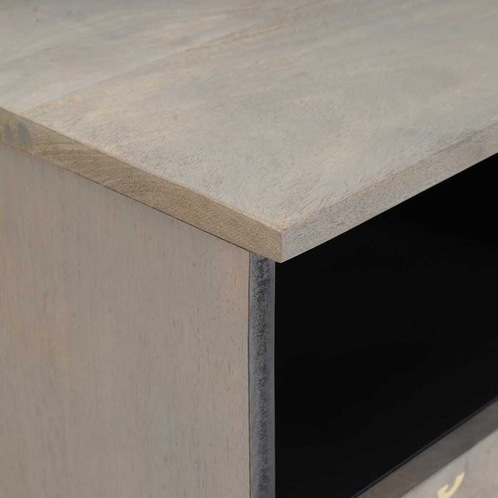 Meuble TV avec étagère Gris et or Bois de manguier massif XIOS