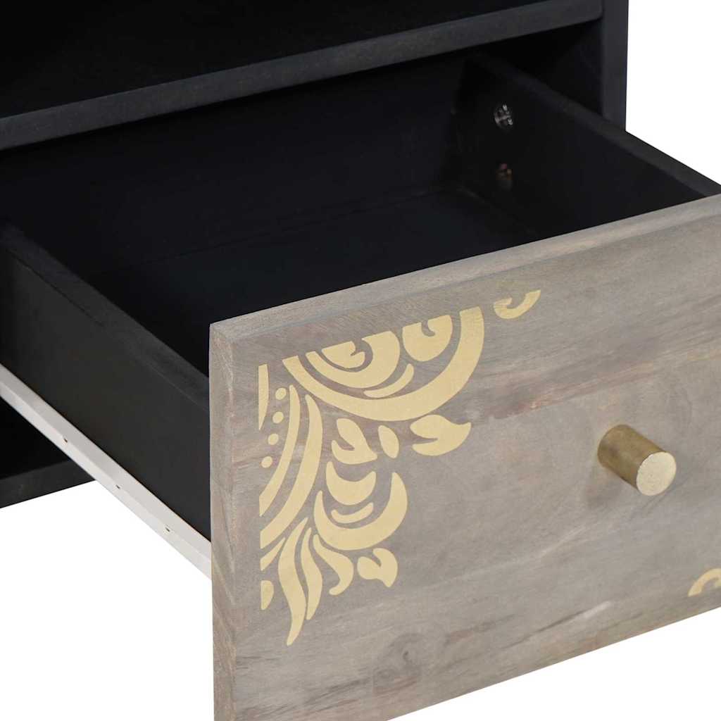 Meuble TV avec étagère Gris et or Bois de manguier massif XIOS
