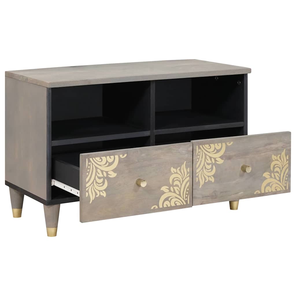 Meuble TV avec étagère Gris et or Bois de manguier massif XIOS