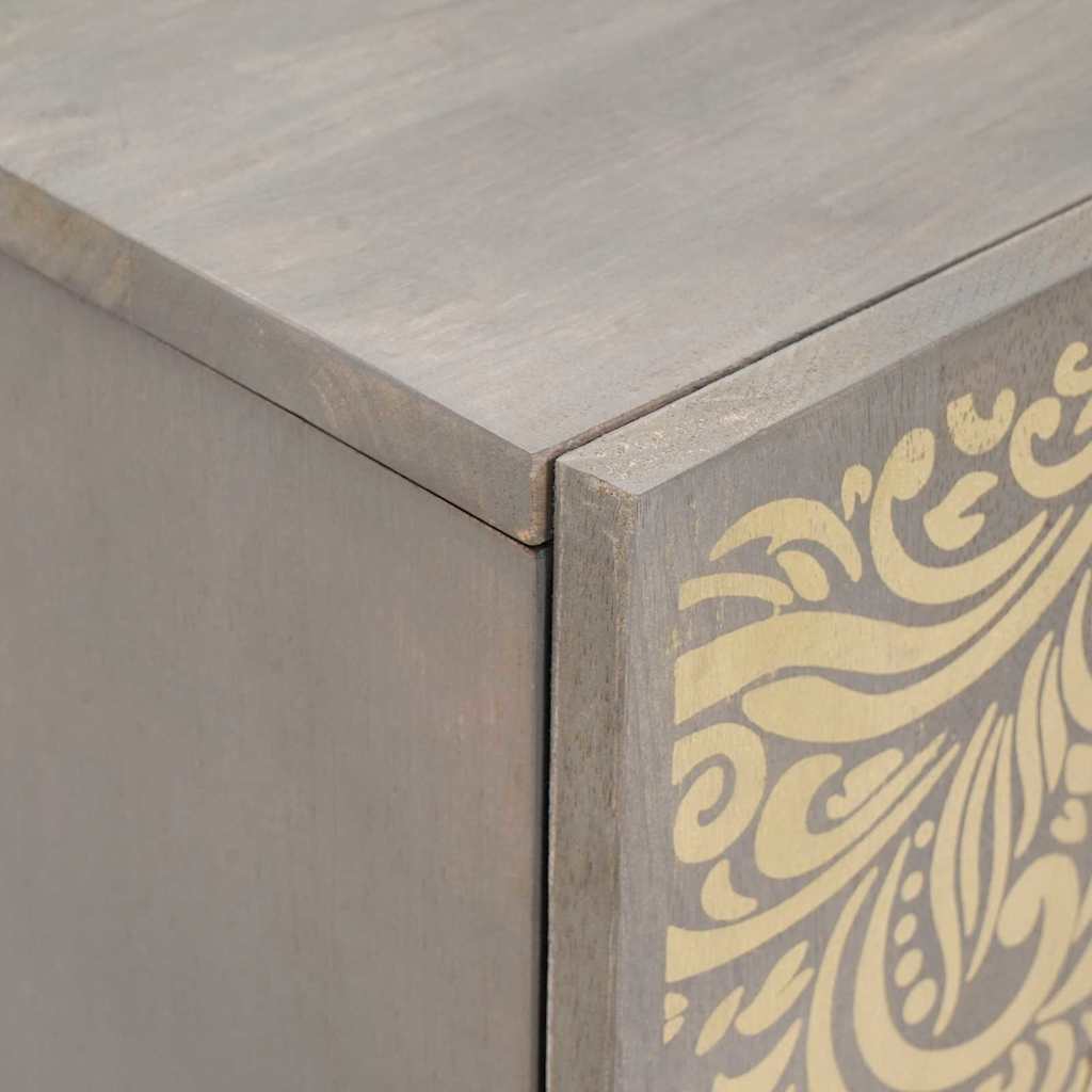 Buffet Gris et or 60 x 33.5 x 75 cm Bois de manguier massif