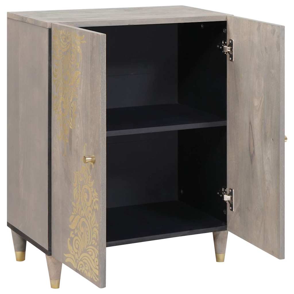 Buffet Gris et or 60 x 33.5 x 75 cm Bois de manguier massif