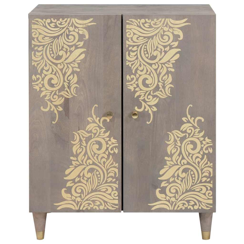 Buffet Gris et or 60 x 33.5 x 75 cm Bois de manguier massif
