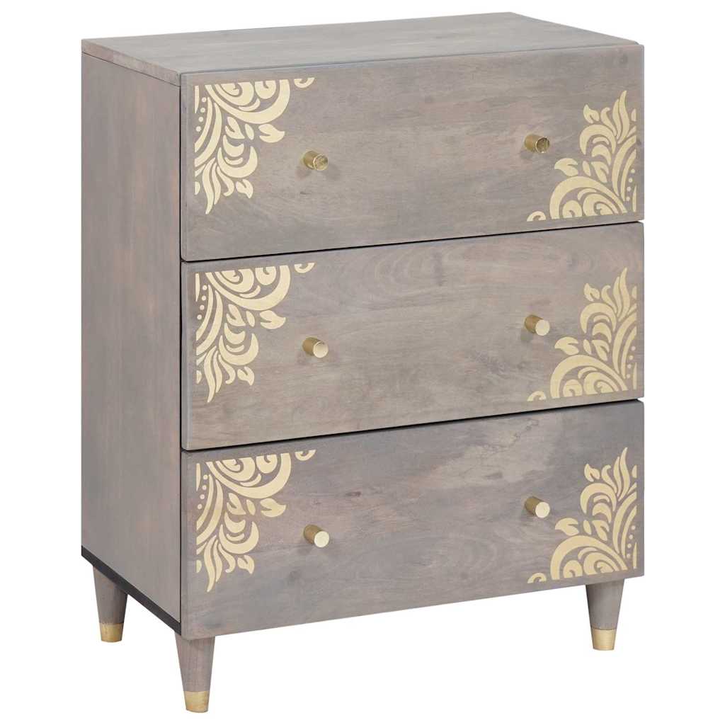 Buffet Gris et or 60 x 33.5 x 75 cm Bois de manguier massif