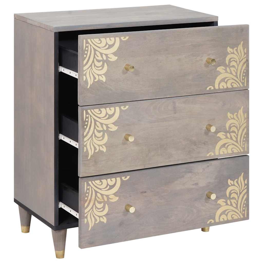 Buffet Gris et or 60 x 33.5 x 75 cm Bois de manguier massif