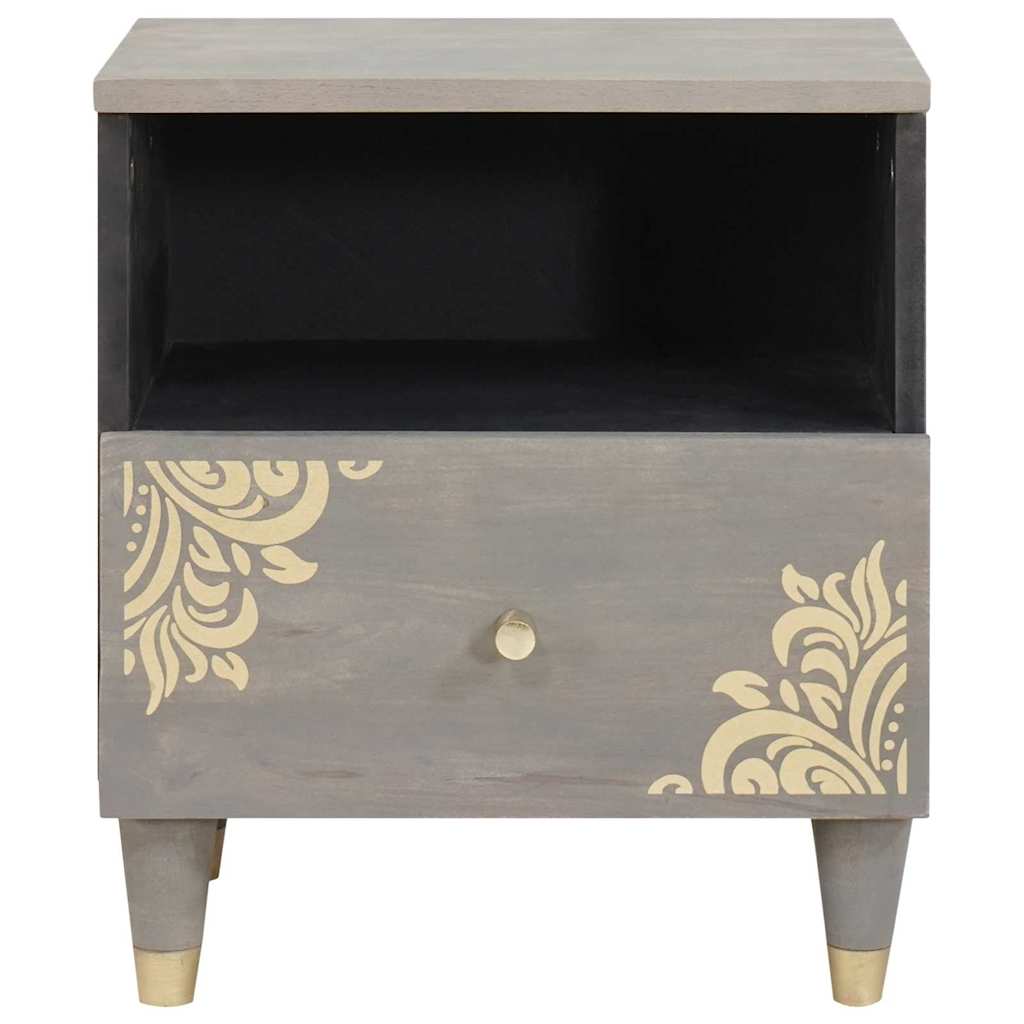 Cabinet de chevet Gris 40 x 33 x 46 cm Bois de mangue massif - XIOS