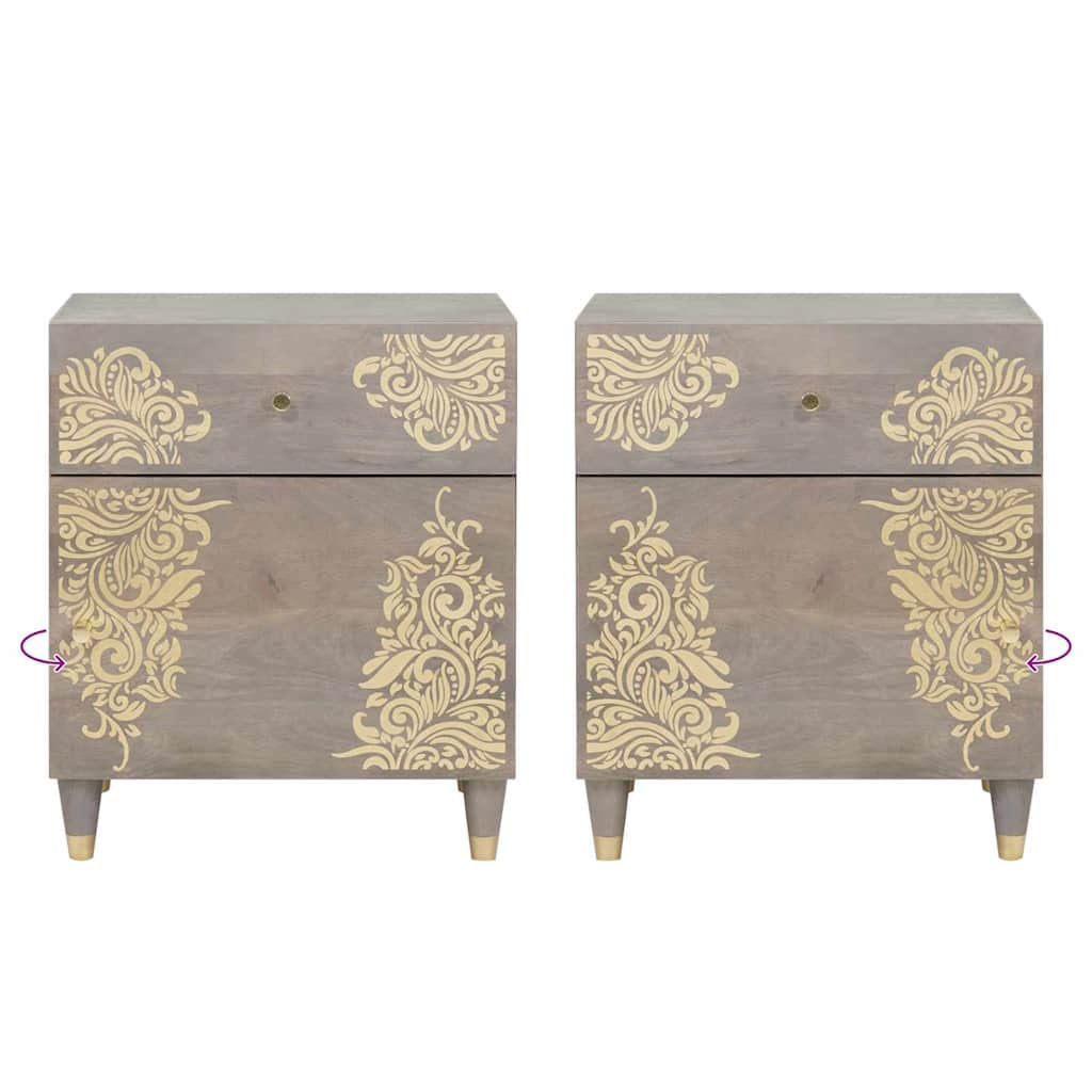 Cabinet de chevet avec porte avec tiroir Gris 50 x 33 x 60 cm - XIOS