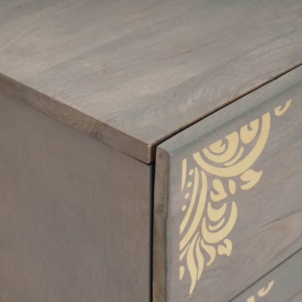 Cabinet de chevet Gris 50 x 33 x 62 cm Bois de mangue massif - XIOS