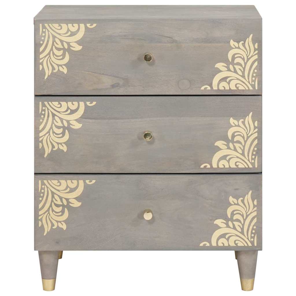 Cabinet de chevet Gris 50 x 33 x 62 cm Bois de mangue massif - XIOS