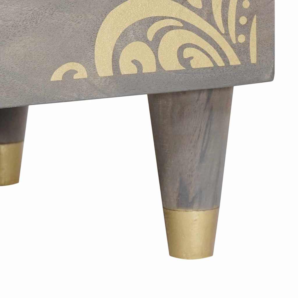 Cabinet de chevet Gris 50 x 33 x 62 cm Bois de mangue massif - XIOS