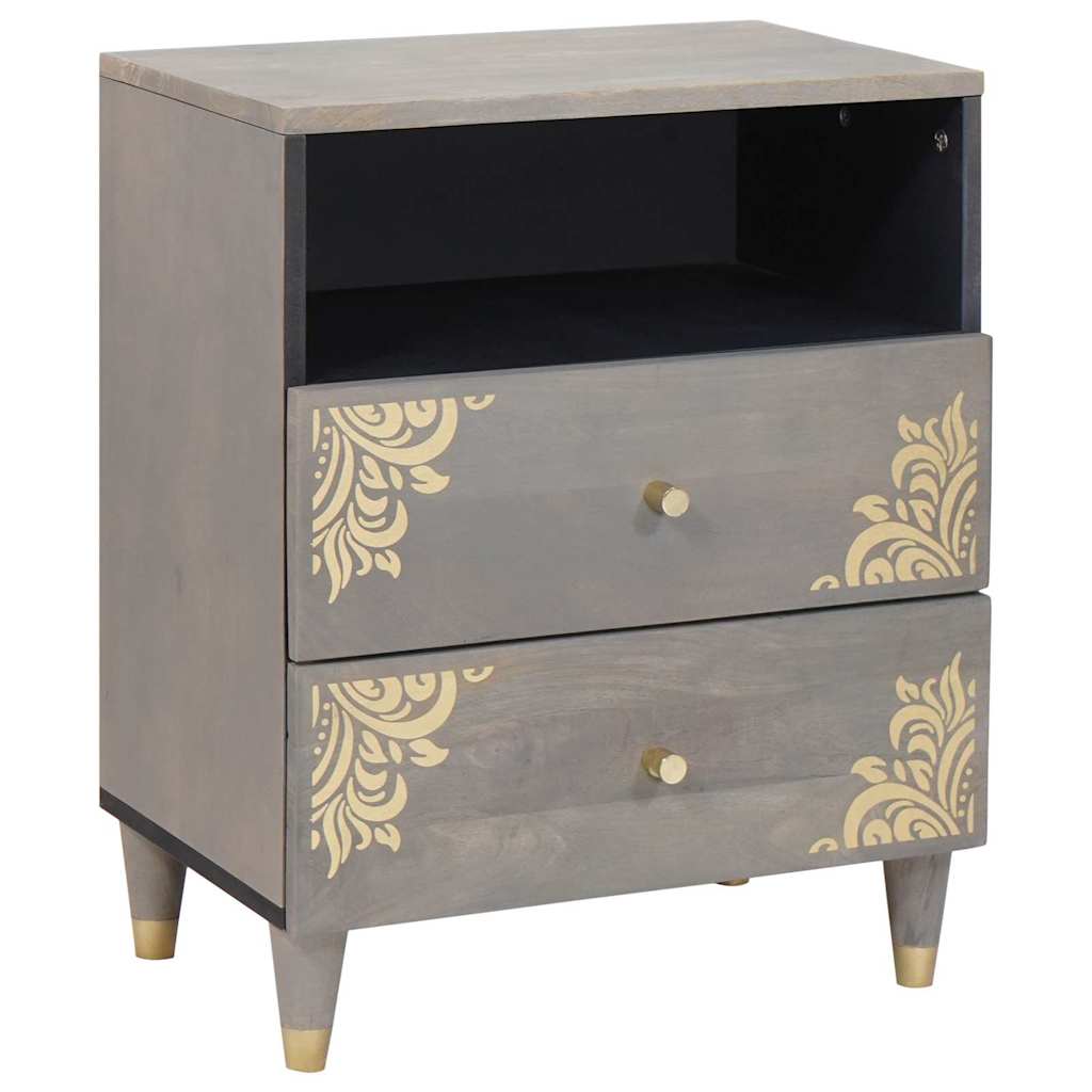Cabinet de chevet Gris 50 x 33 x 62 cm Bois de mangue massif - XIOS