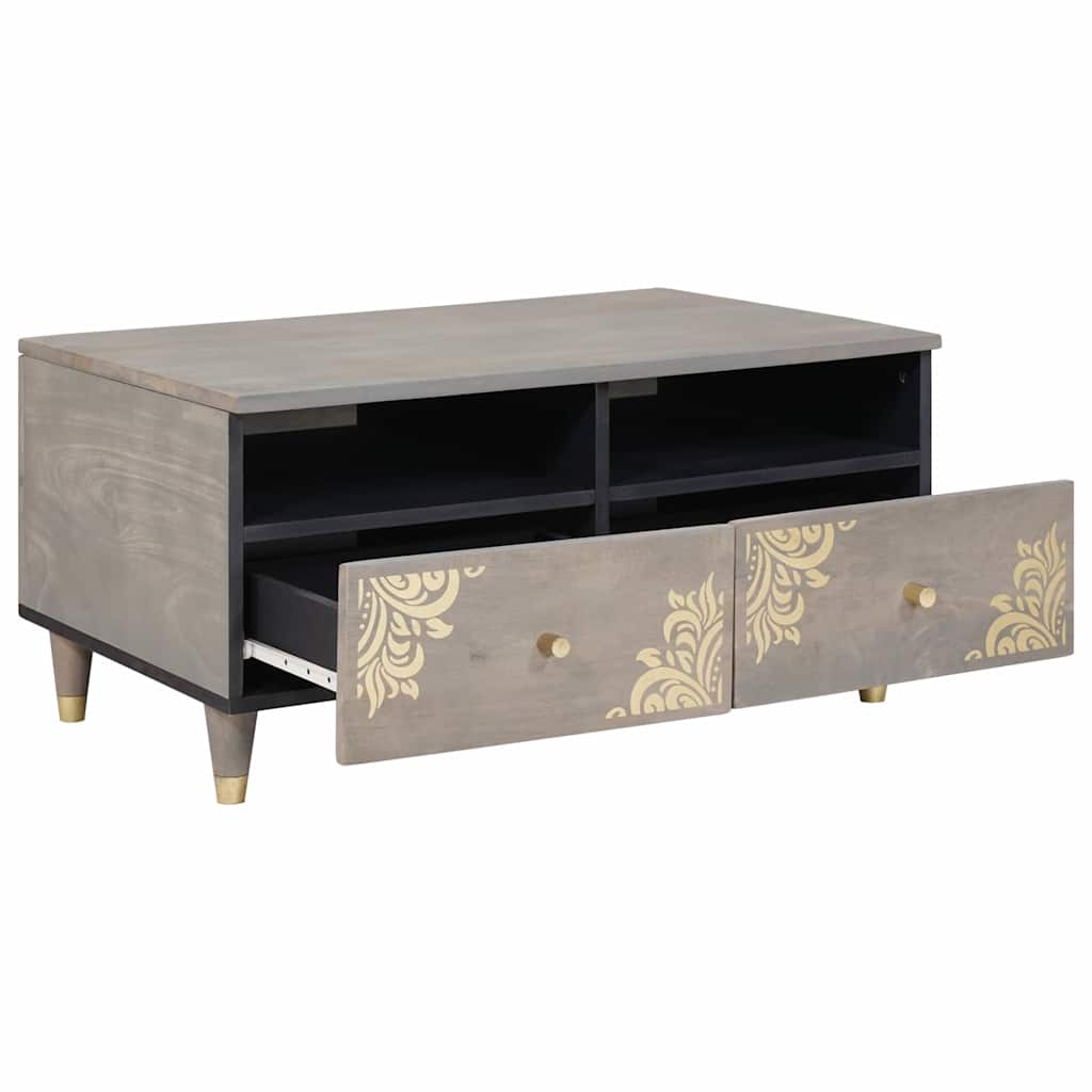 Table basse Gris 80 x 54 x 40 cm bois de manguier massif - XIOS