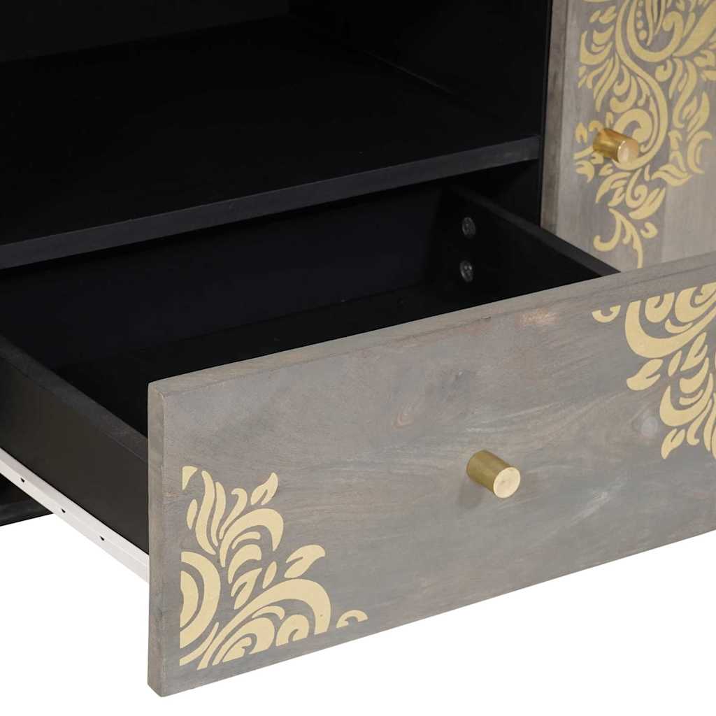 Meuble TV Gris et or 105 x 33.5 x 46 cm Bois de manguier massif XIOS