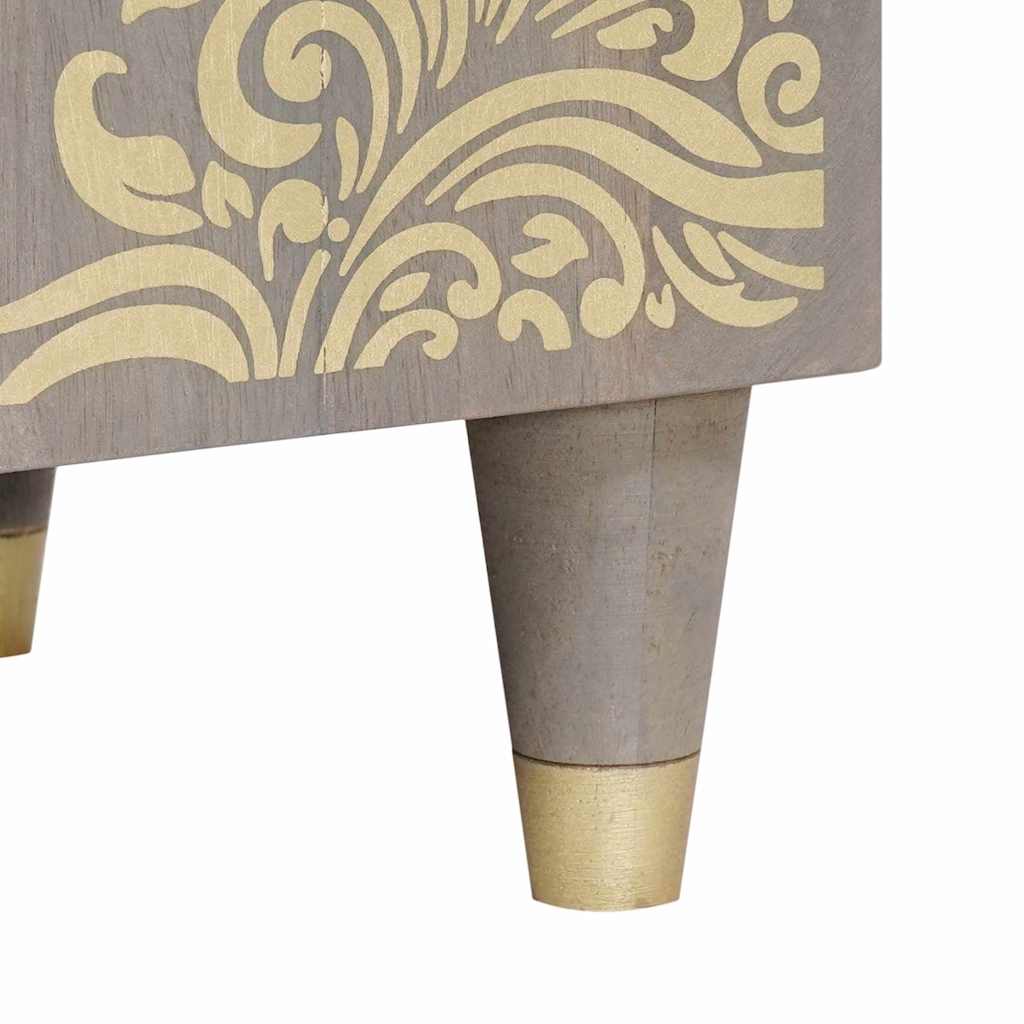 Meuble TV Gris et or 80 x 31.5 x 46 cm Bois de manguier massif XIOS