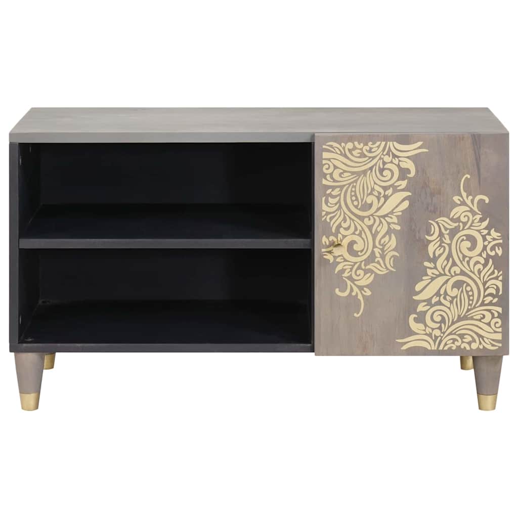 Meuble TV Gris et or 80 x 31.5 x 46 cm Bois de manguier massif XIOS