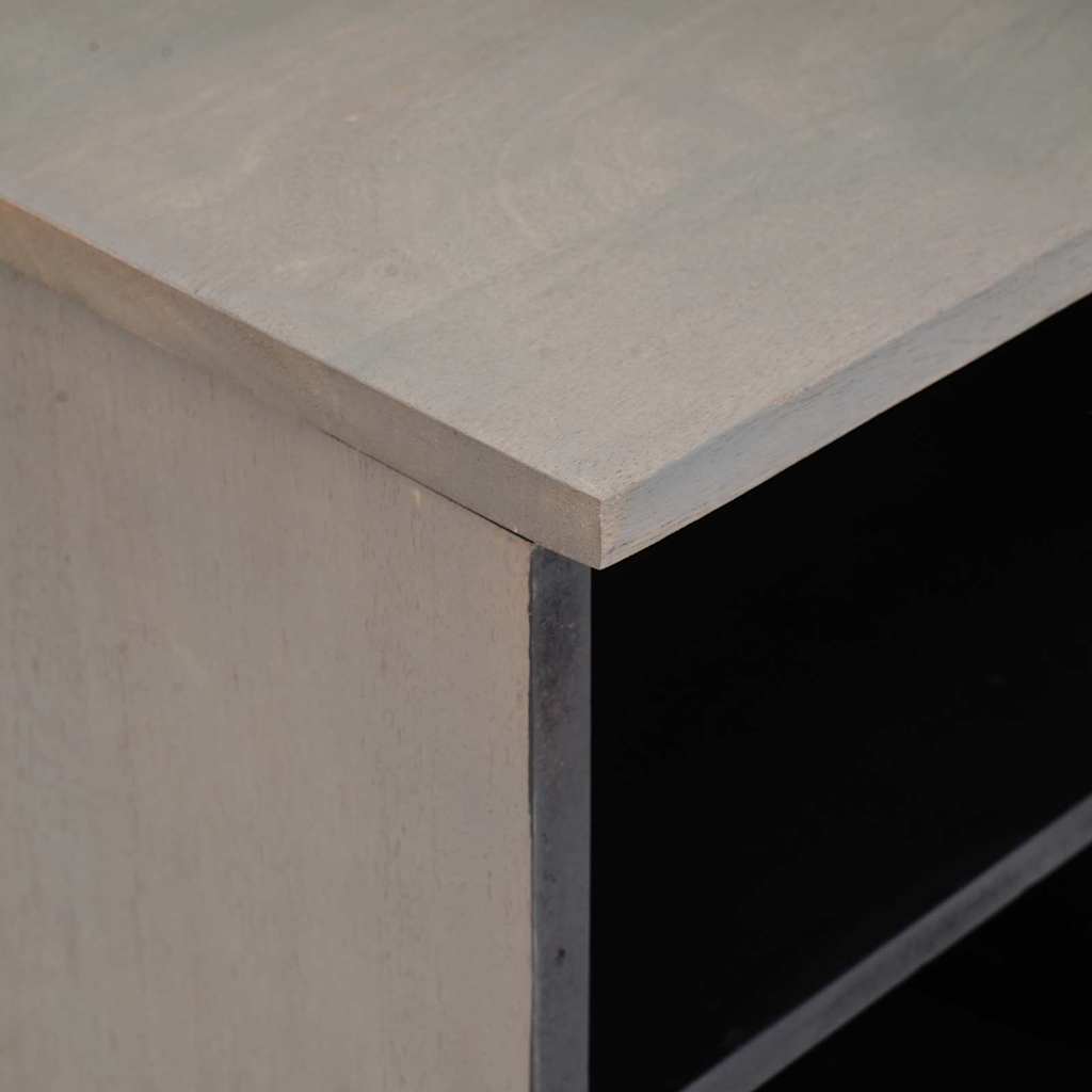 Meuble TV Gris et or 100 x 33.5 x 46 cm Bois de manguier massif XIOS