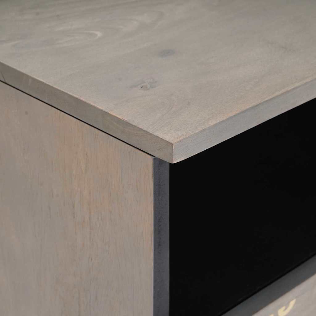 Meuble TV Gris et or 80 x 33.5 x 46 cm Bois de manguier massif XIOS