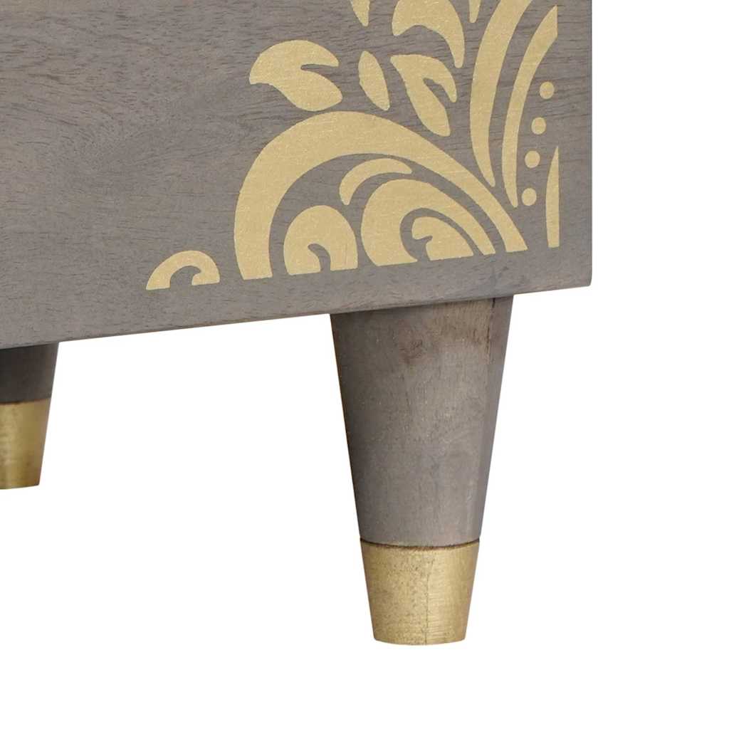 Meuble TV Gris et or 80 x 33.5 x 46 cm Bois de manguier massif XIOS