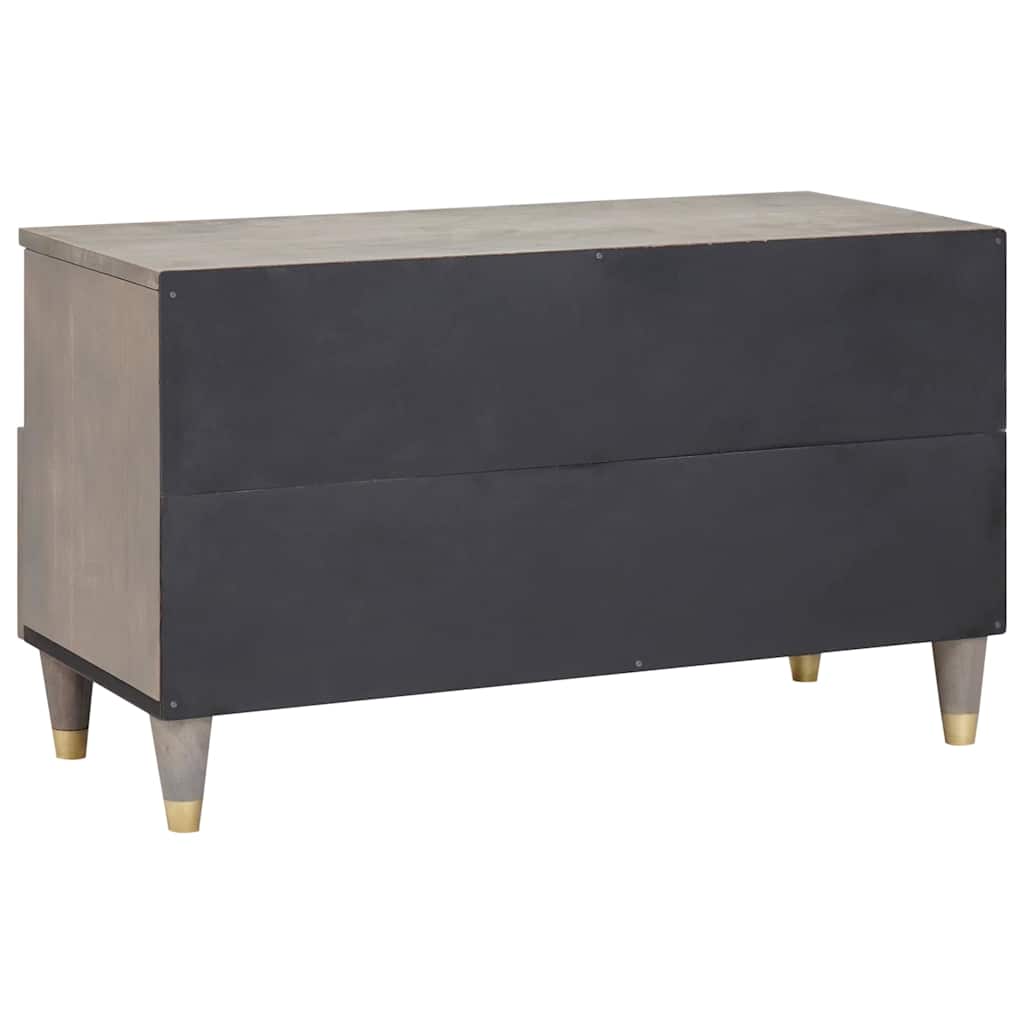 Meuble TV Gris et or 80 x 33.5 x 46 cm Bois de manguier massif XIOS