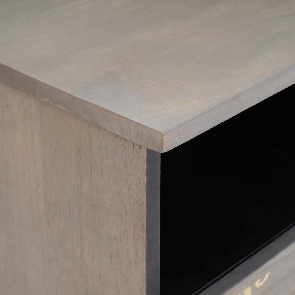 Meuble TV Gris et or 100 x 33.5 x 46 cm Bois de manguier massif XIOS