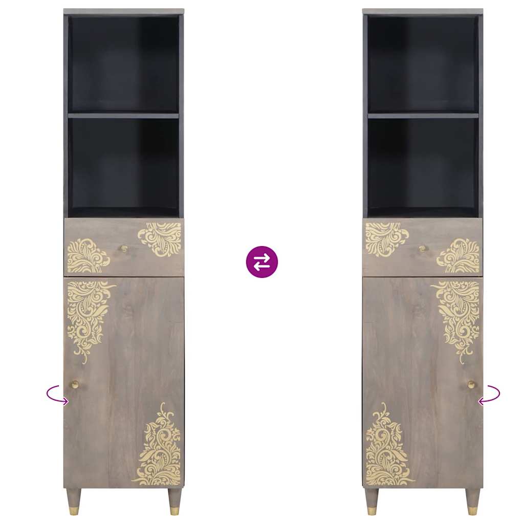 Buffet Gris 38 x 33.5 x 160 cm Bois de manguier massif