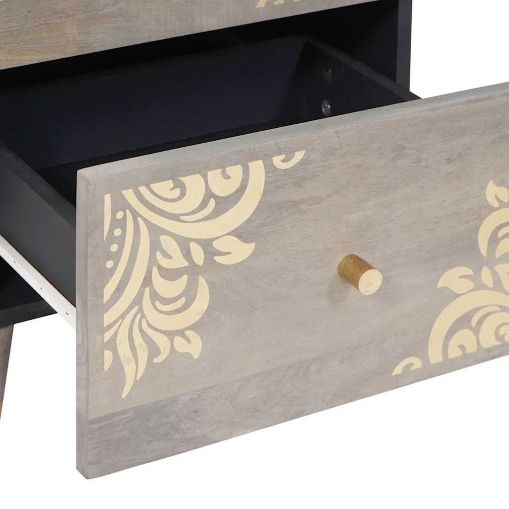 Buffet Gris et or 40 x 33.5 x 75 cm Bois de manguier massif XIOS