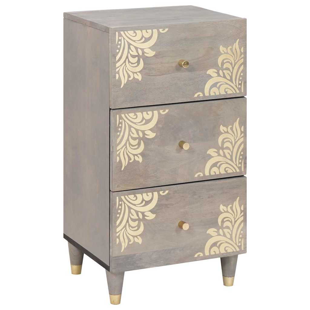 Buffet Gris et or 40 x 33.5 x 75 cm Bois de manguier massif XIOS