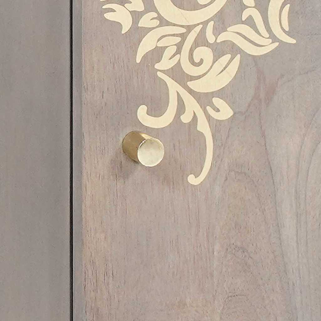 Buffet Gris et or 40 x 33.5 x 75 cm Bois de manguier massif XIOS