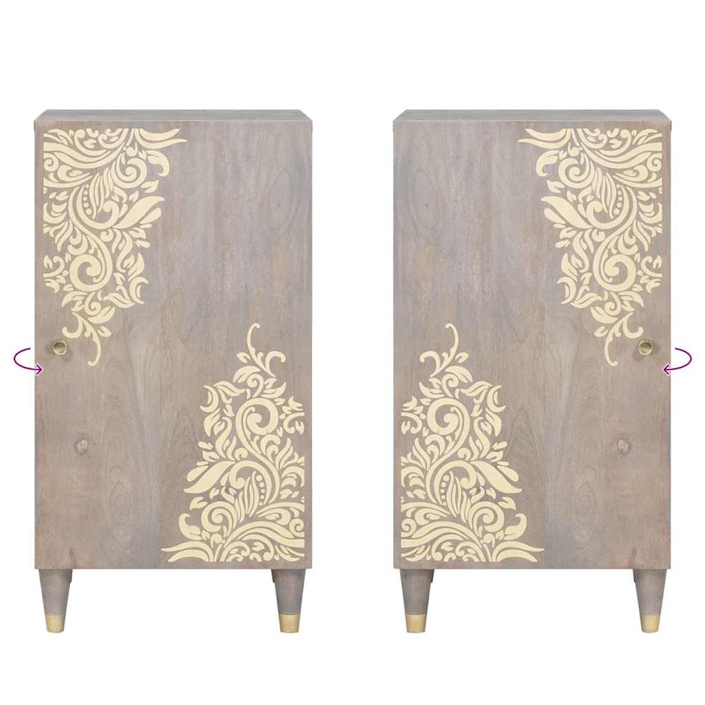 Buffet Gris et or 40 x 33.5 x 75 cm Bois de manguier massif XIOS
