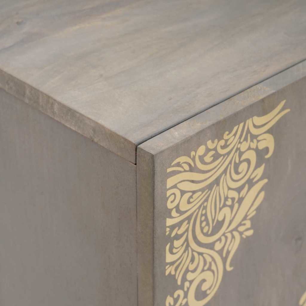 Buffet Gris et or 60 x 33 x 75 cm Bois de manguier massif XIOS