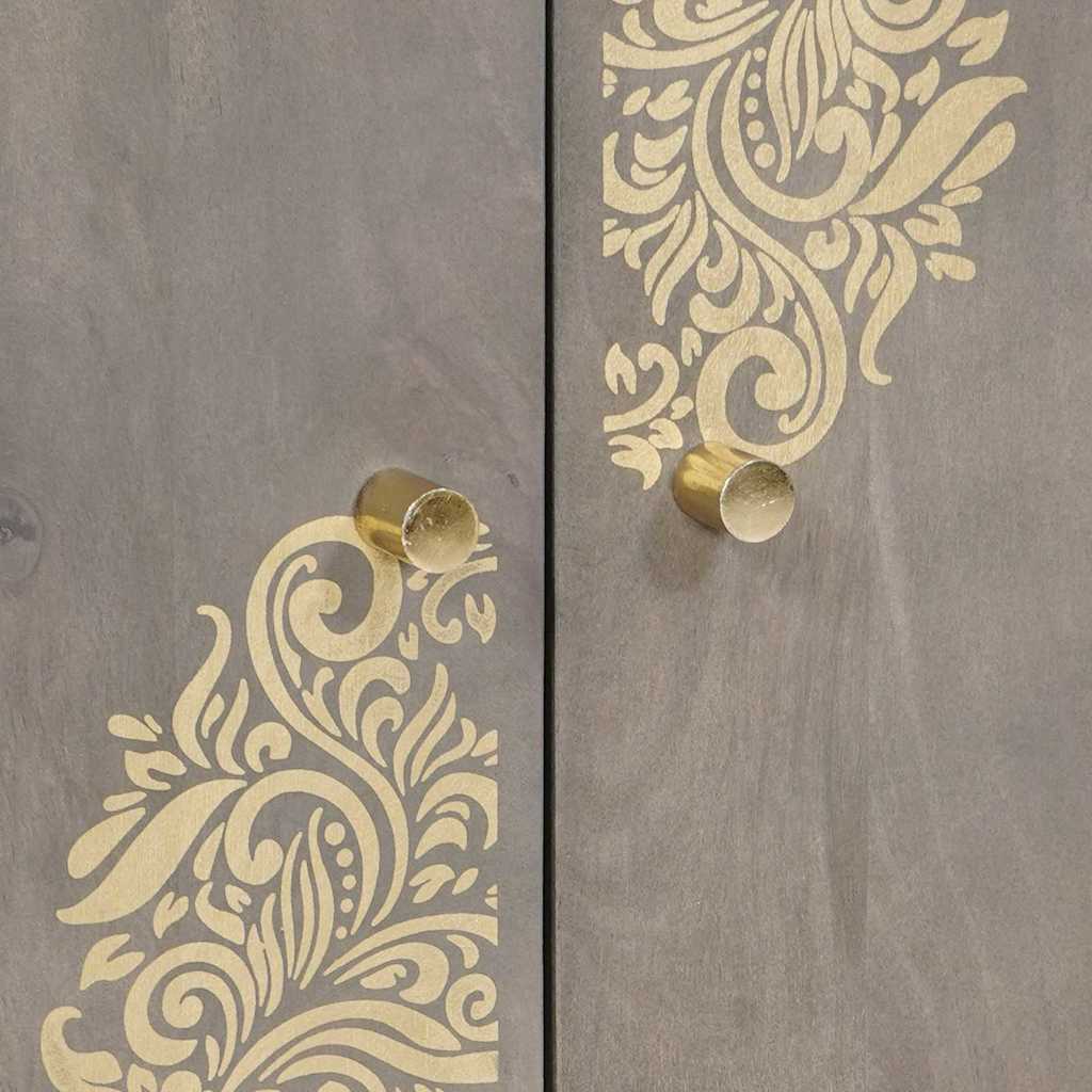 Buffet Gris et or 60 x 33 x 75 cm Bois de manguier massif XIOS