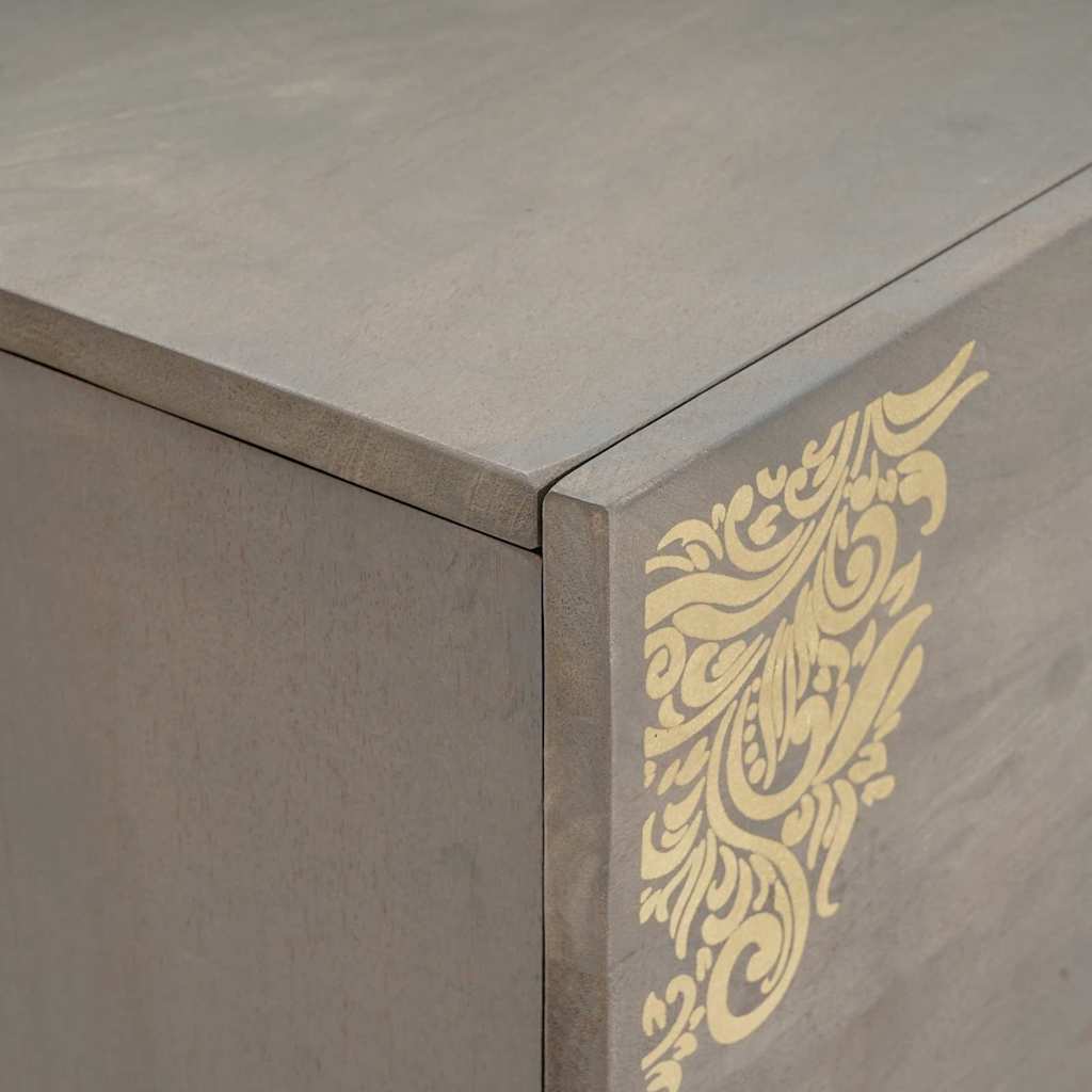 Buffet Gris et or 80 x 33,5 x 75 cm Bois de manguier massif XIOS