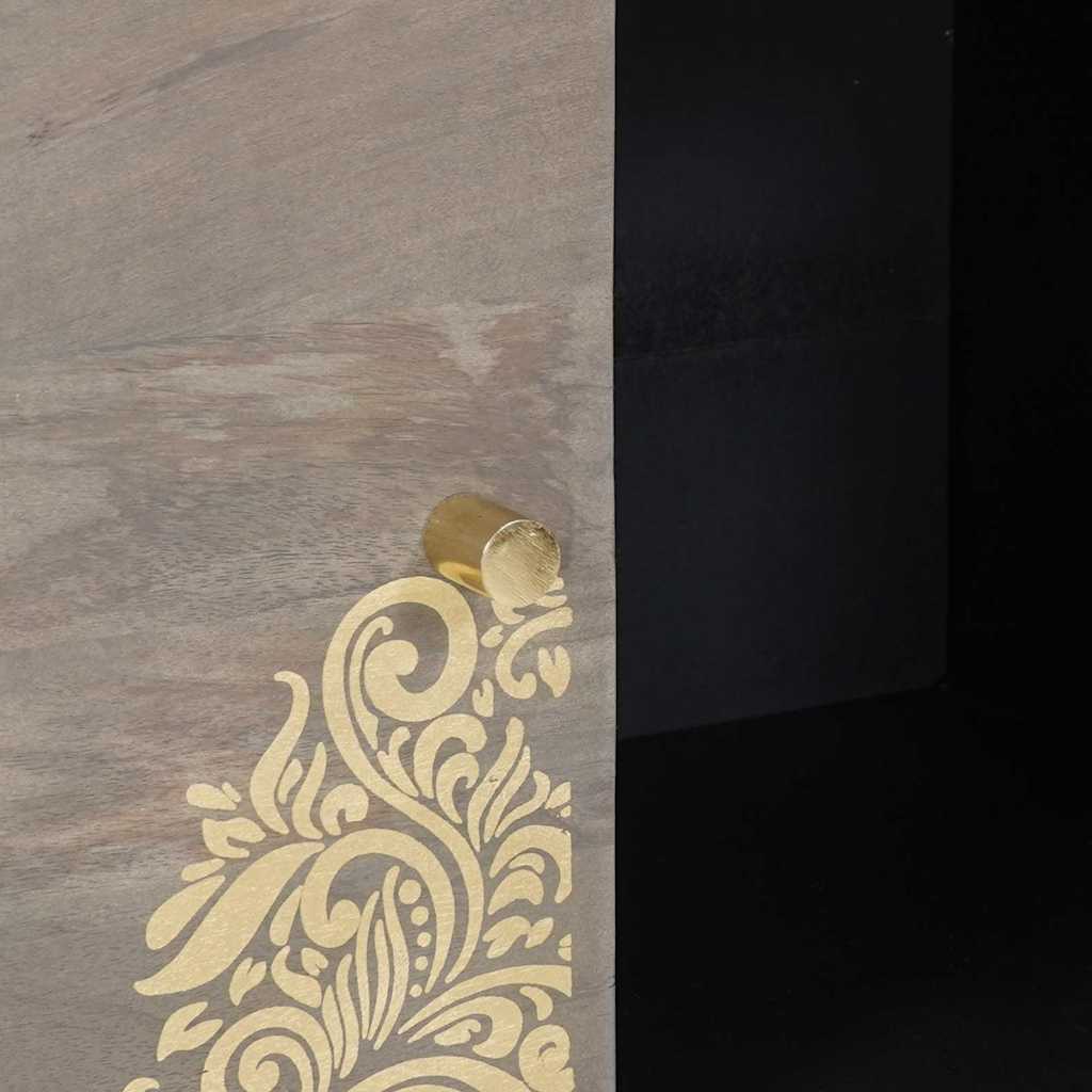 Buffet Gris et or 80 x 33,5 x 75 cm Bois de manguier massif XIOS