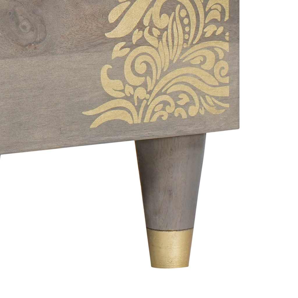 Buffet Gris et or 80 x 33,5 x 75 cm Bois de manguier massif XIOS