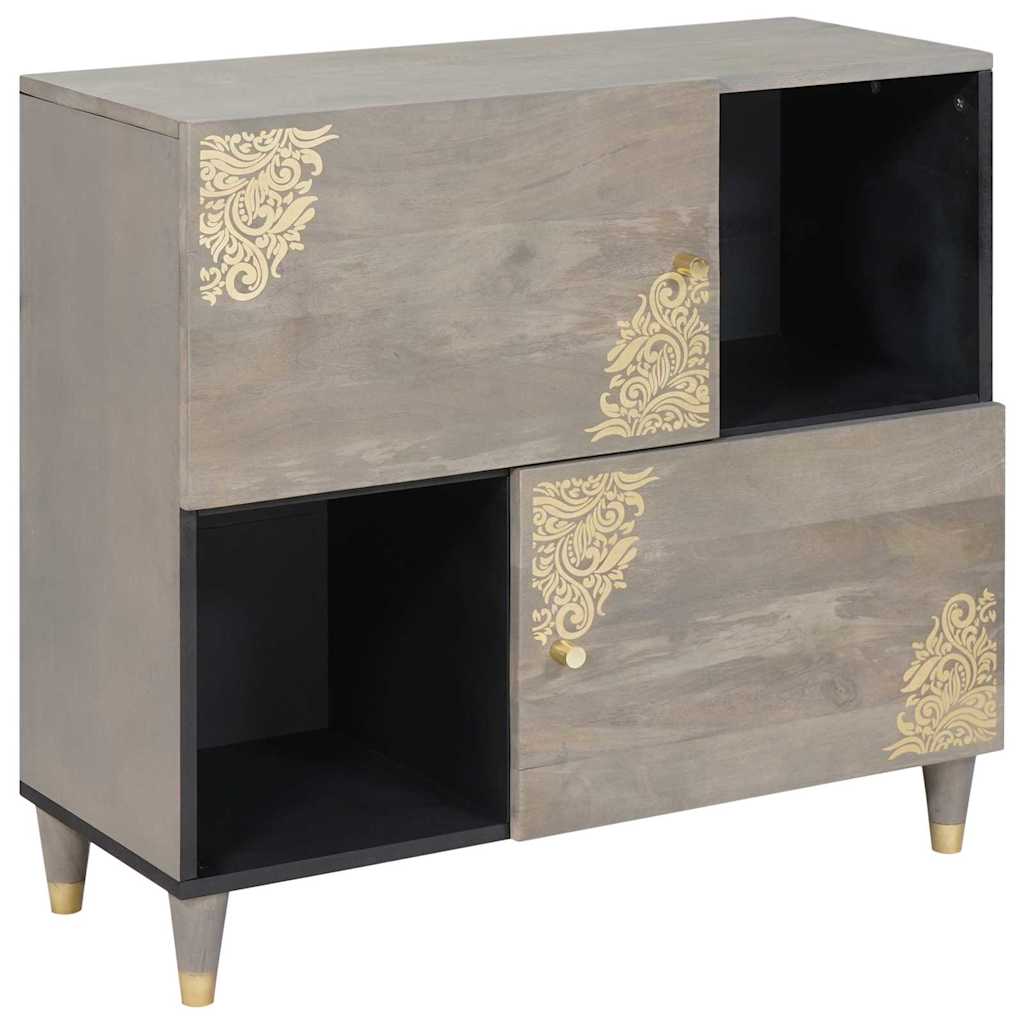 Buffet Gris et or 80 x 33,5 x 75 cm Bois de manguier massif XIOS