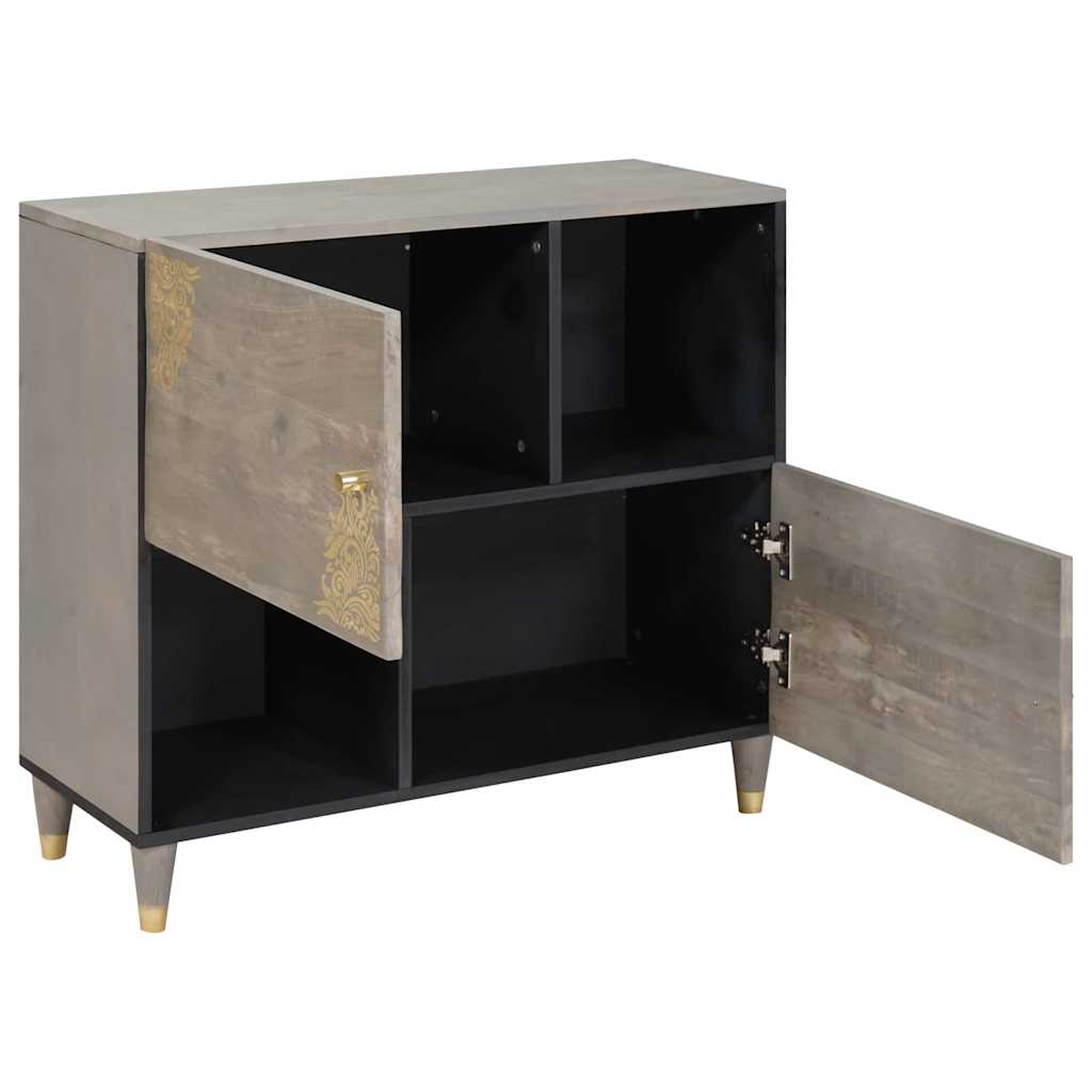 Buffet Gris et or 80 x 33,5 x 75 cm Bois de manguier massif XIOS