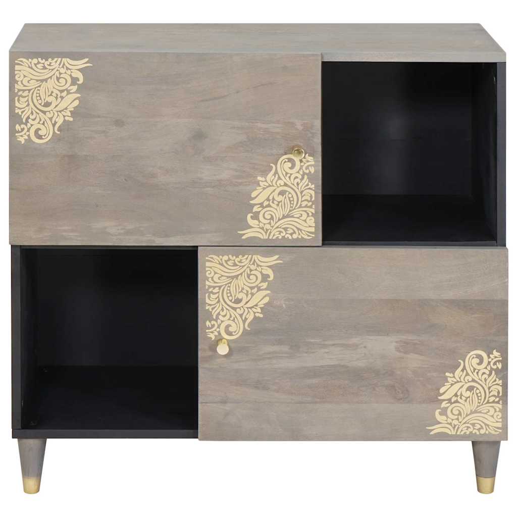 Buffet Gris et or 80 x 33,5 x 75 cm Bois de manguier massif XIOS