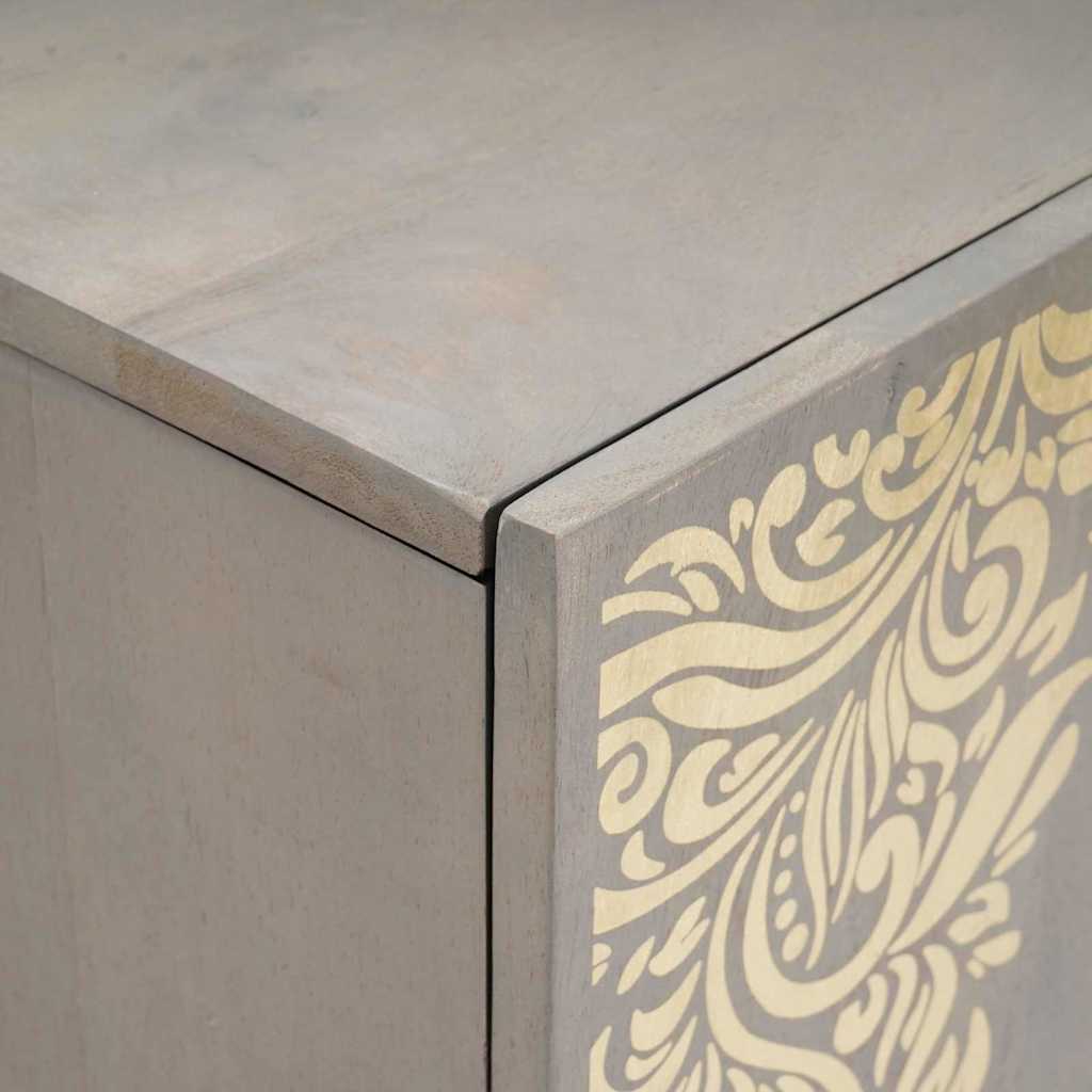 Buffet Gris et or 90 x 33.5 x 75 cm Bois de manguier massif XIOS