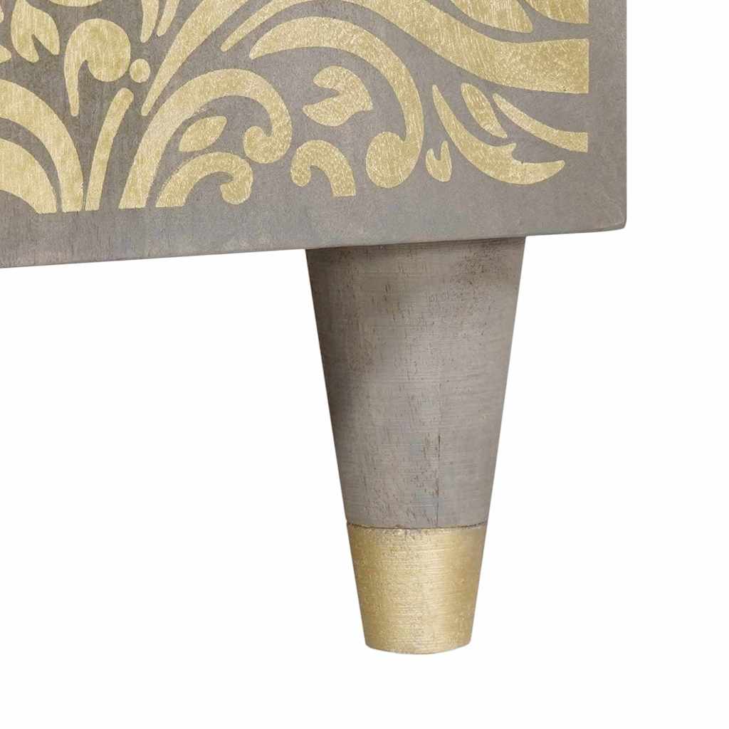 Buffet Gris et or 90 x 33.5 x 75 cm Bois de manguier massif XIOS