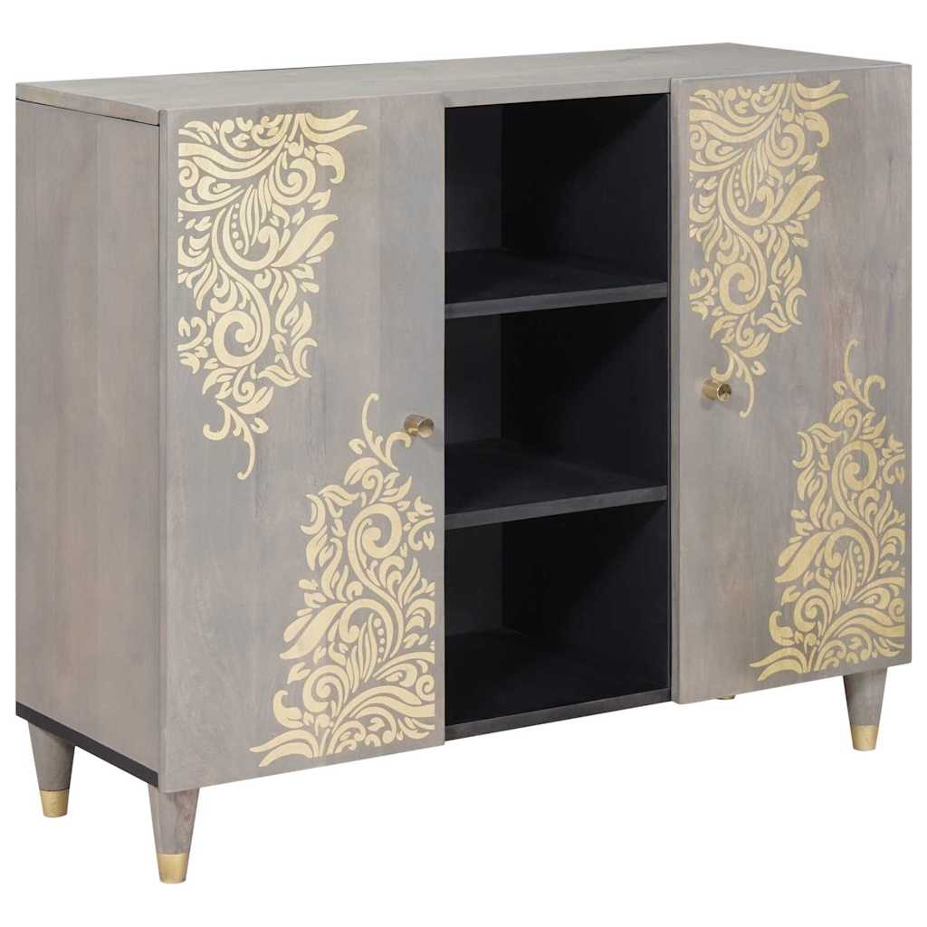 Buffet Gris et or 90 x 33.5 x 75 cm Bois de manguier massif XIOS