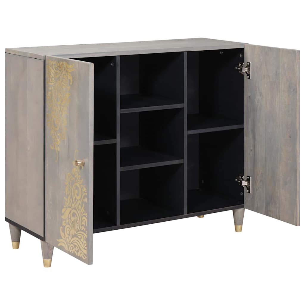 Buffet Gris et or 90 x 33.5 x 75 cm Bois de manguier massif XIOS