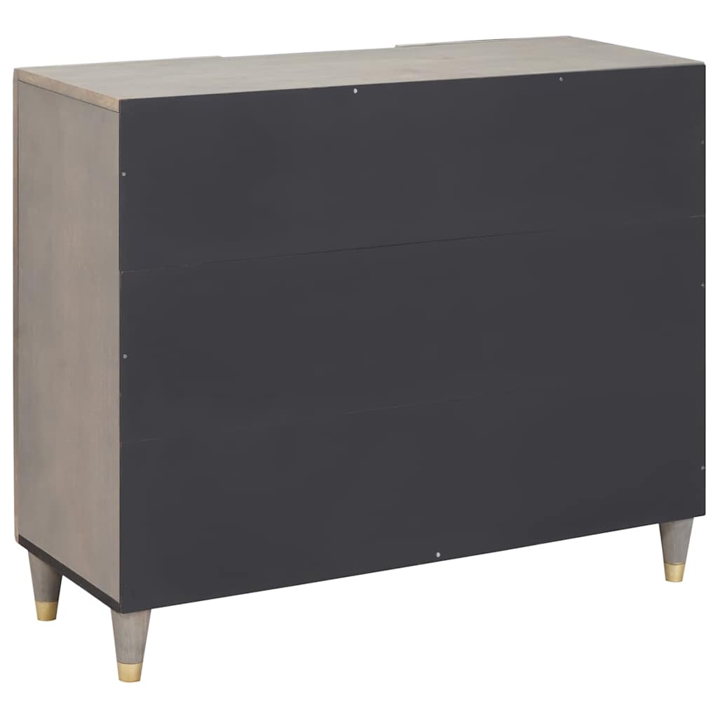 Buffet Gris et or 90 x 33.5 x 75 cm Bois de manguier massif XIOS