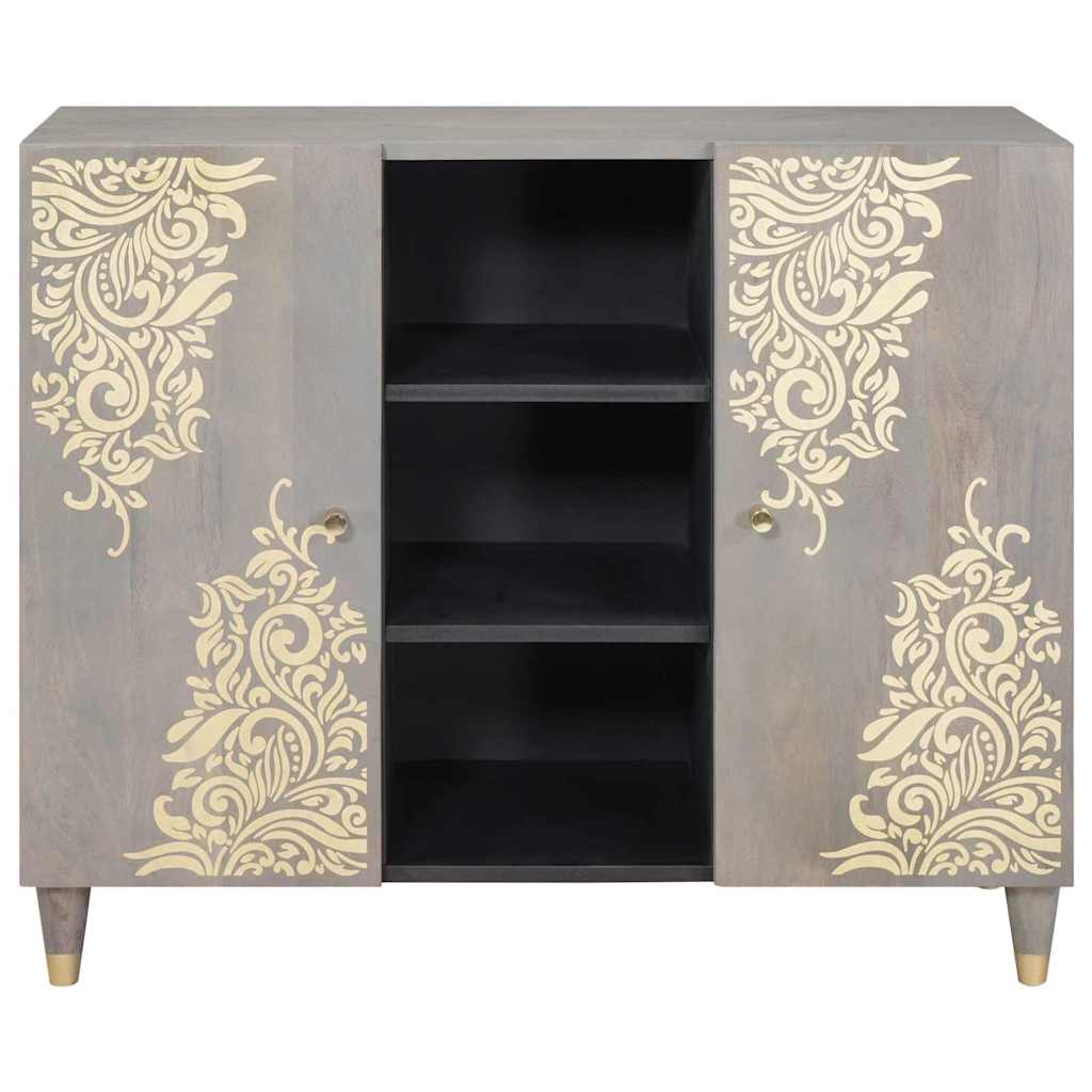 Buffet Gris et or 90 x 33.5 x 75 cm Bois de manguier massif XIOS