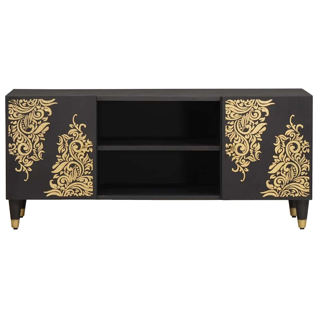 Meuble TV Noir 105 x 33 x 46 cm Bois de mangue massif - XIOS